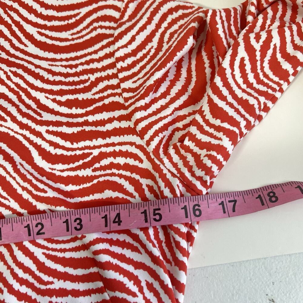 J McLaughlin Sophia Dress Women’s XS Orange Catalina Cloth Sheath Radio Waves - Picture 9 of 11